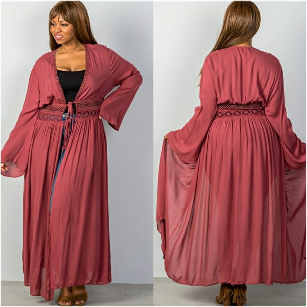 NEW PLUS SIZE CROCHET KIMONO COVERUP - Picture 1 of 3